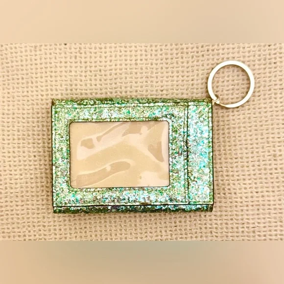 NWOT Kate Spade Green Glitter Keychain Wallet - Picture 2 of 3